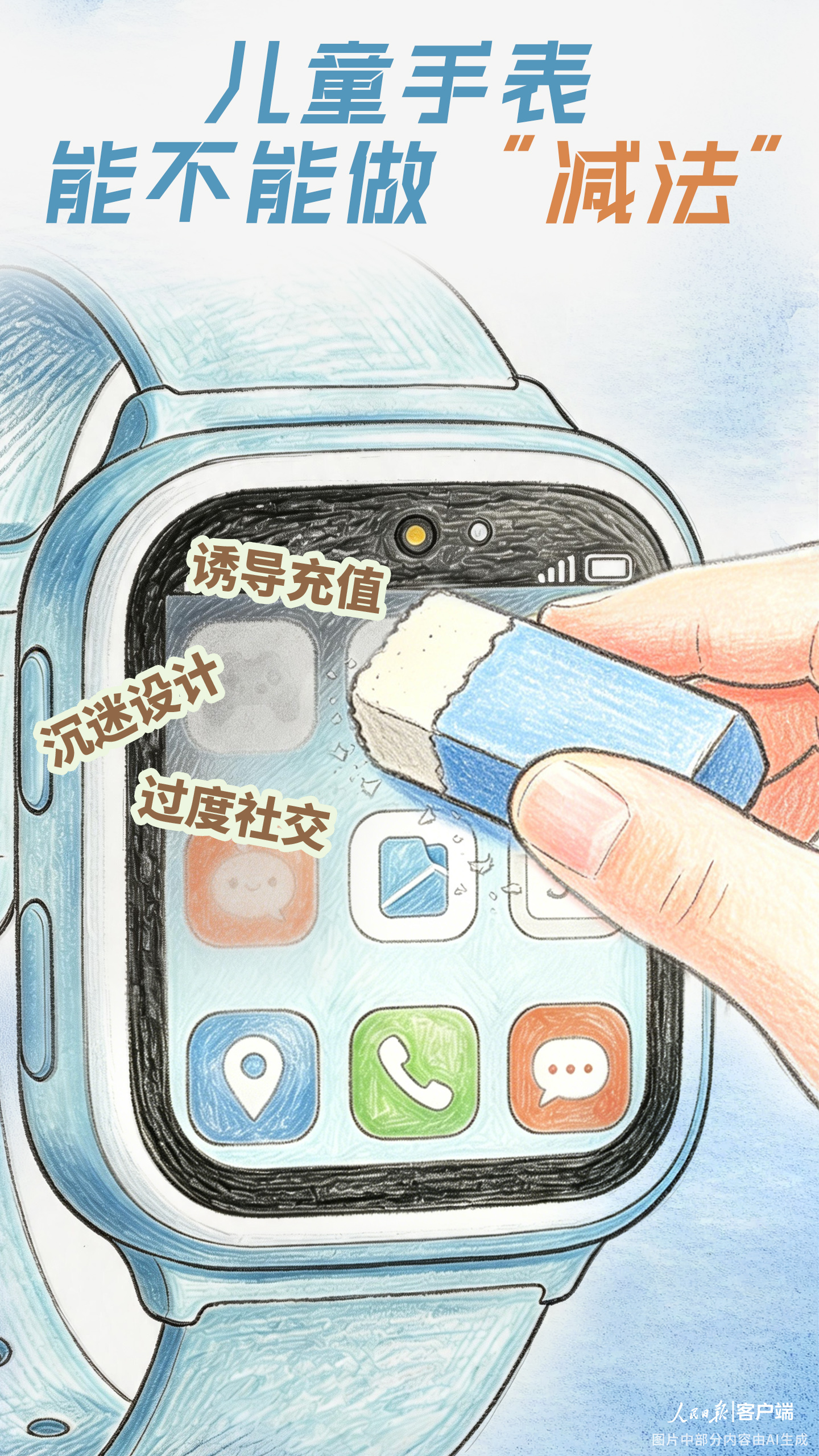人民日报评“有害内容隐匿儿童手表中”：儿童手表能不能做“减法”(图1)
